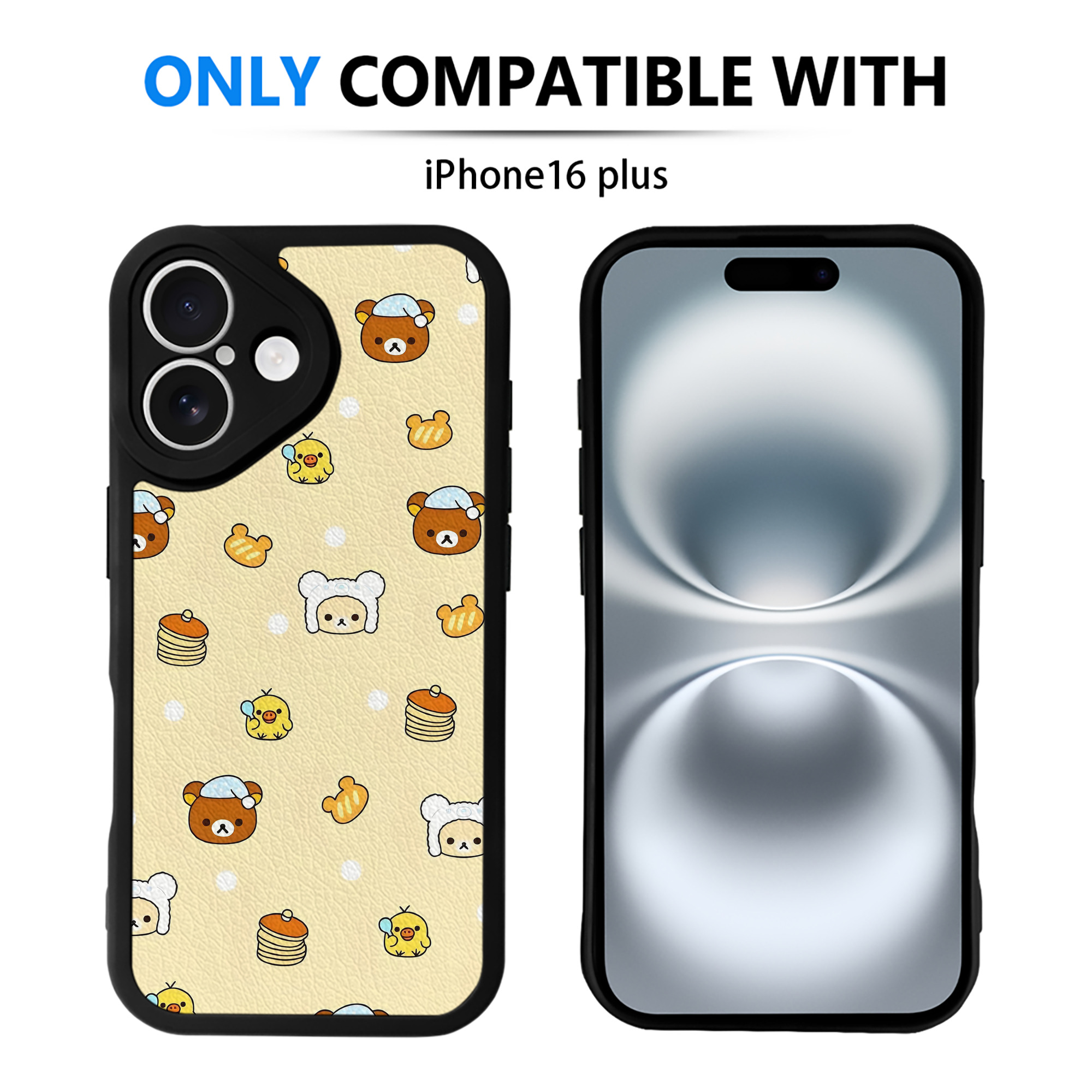 （画像用） リラックマ リラックマ キイロイトリ Rilakkuma Korilakkuma Kiiroitori 【iPhone 16シリーズ対応】シリコンスマホケース（レザー調） 材質：シリコン